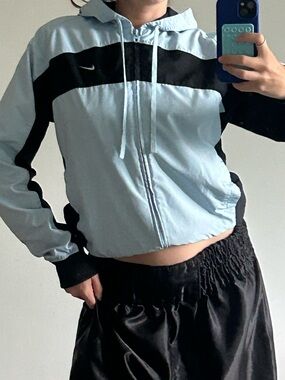 Nike Light Blue and Black Zip Hoodie